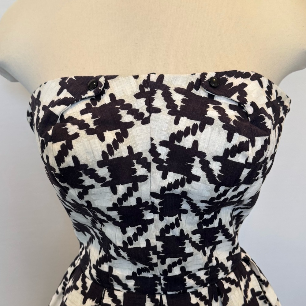 Vintage 50s 60s Houndstooth Check Strapless New Look Fit Flare Party Dress Town - Picture 5 of 12